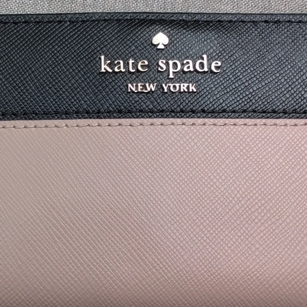 Kate Spade NY Staci Colorblock Large Slim Black, Nude, & Gold Wallet Leather - Picture 3 of 10